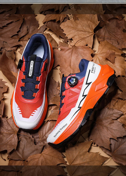 Outdoor Hiking Shoes for Men, Lightweight Trekking Shoes, Breathable Mesh Sneakers, Casual Walking Shoes, Rotating Buckle Design, Non-Slip and Wear-Resistant Trail Shoes, Suitable for Hiking and Camping, 2026 New Running Shoe