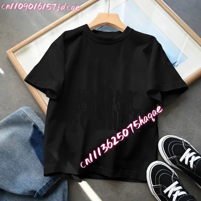 Fortnites Kids Black Cotton T Shirt Fortress Night Baby Short Sleeve Tees Shirt Cartoon Boy Girl Summer Clothes Kawaii Tops Gift