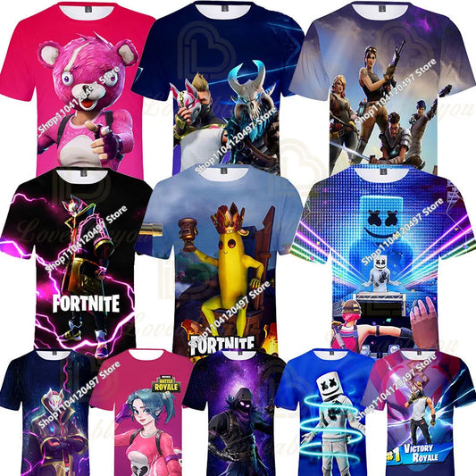 T-shirt Fortnite para homem, jogo de tiros e combate, herói de batalha, Victory Royale, t-shirt para crianças, rapazes e raparigas dos 2 aos 14 anos