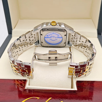 High-End Business Series Men's Watches, Fully Automatic Mechanical Watches, Skeleton Design, Butterfly Clasp Stainless Steel Strap, High-End Luxury Small Square Men's Watches, Fashionable Business Casual Multifunctional Men's