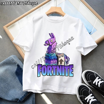 Summer New Fortnites Children T-shirts Cartoon Figure Graphic T-shirt Casual Sports Short Sleeves Sports Tops Kids Boys Clothing