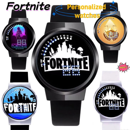 Relógio Fortnite kawaii personalizado com luz noturna LED tátil, estilo cartoon e fashion, relógio eletrónico para estudantes, presente para amigos
