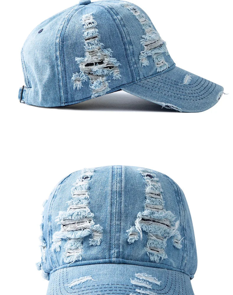 Czapka baseballowa z pranych dżinsów dla kobiet i mężczyzn, chroniąca przed słońcem, oddychająca, wiosenna i letnia, czapka typu vintage z zatrzaskiem, damska