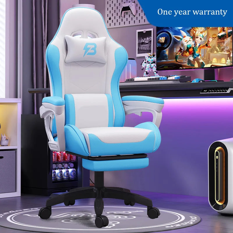 Gaming Chair for Ergonomic Desk Racing Office Adjustable High Back Game Swivel Leather Chair with Lumbar Support and Headrest