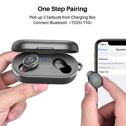 TOZO T10 Bluetooth 5.3 Earphones, Wireless Headphones, AI Enhanced Calling With Deep Bass, IPX8 Waterproof Earbuds, 45H Play