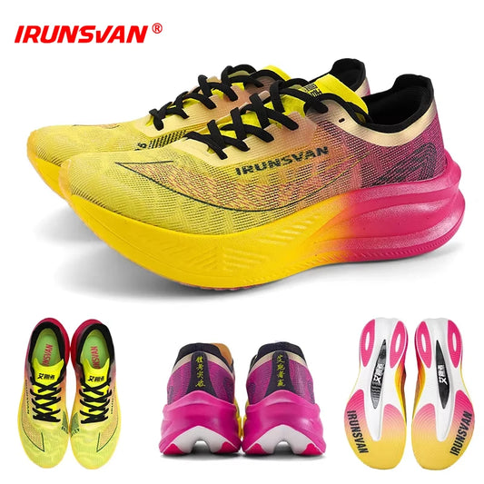 IRUNSVAN Nylon Carbon Plate Professional Marathon Running Shoes for Man Lightweight Cushioning Training Outdoor Sneakers Women