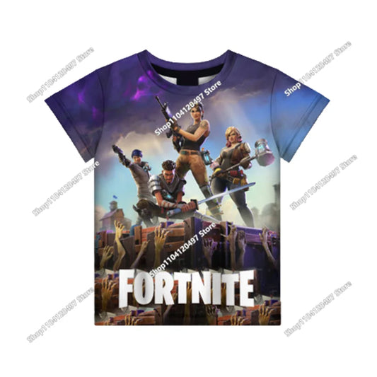 T-shirt Infantil Unissexo com Impressão 3D da Mascote Fortnite, Moda de Verão, Casual para Meninos e Meninas, Roupa Infantil, Tops T-shirt