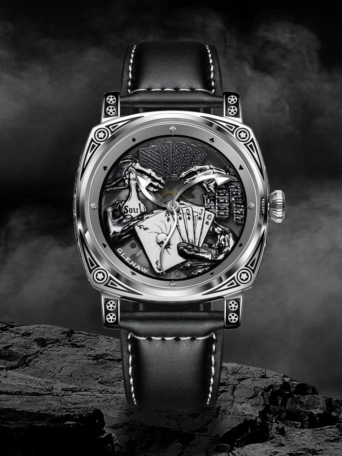 Glenaw Poker Series Top Brand Luxury Fashion Personalized Fully Automatic Mechanical Gold Watch Men's Waterproof Watch