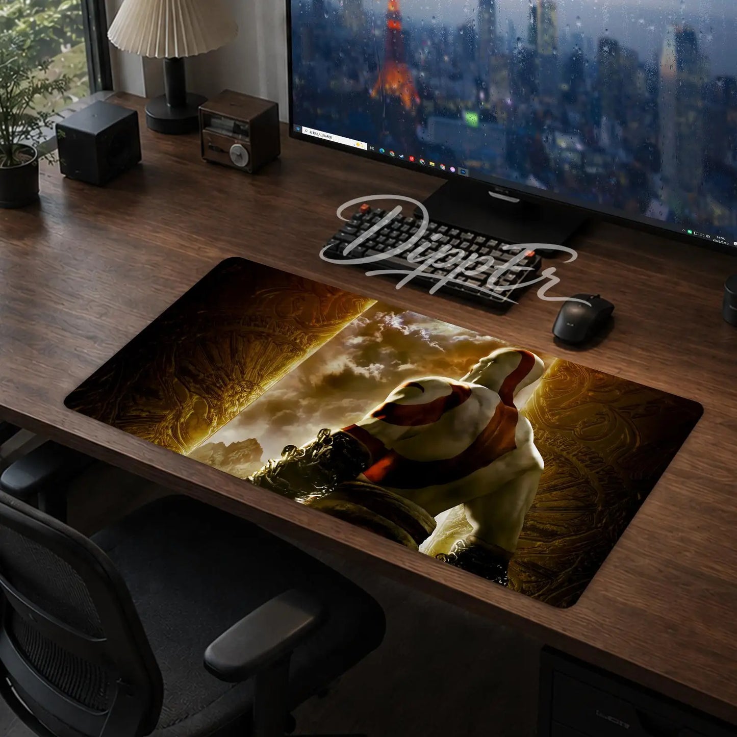 God of War Mouse Pad Gaming office Desk Mat Non-slip Large Mousepad DIY Keyboard Pad stitched edge rubber base