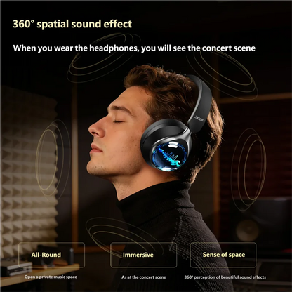 Acer OHR712 Wireless Bluetooth 6.0 Headphones Foldable Over-Ear Headsets with 360° Spatial Sound Effect for Travel Home Office