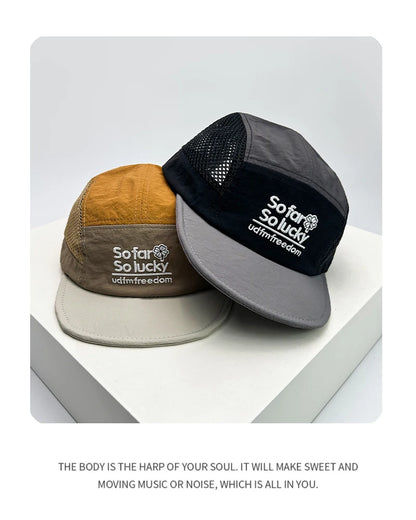 Unisex Flat Eave Embroidered Letters Baseball Hats Breathable Korean Sunshade Quick Drying Peaked Caps Niche Versatile ins