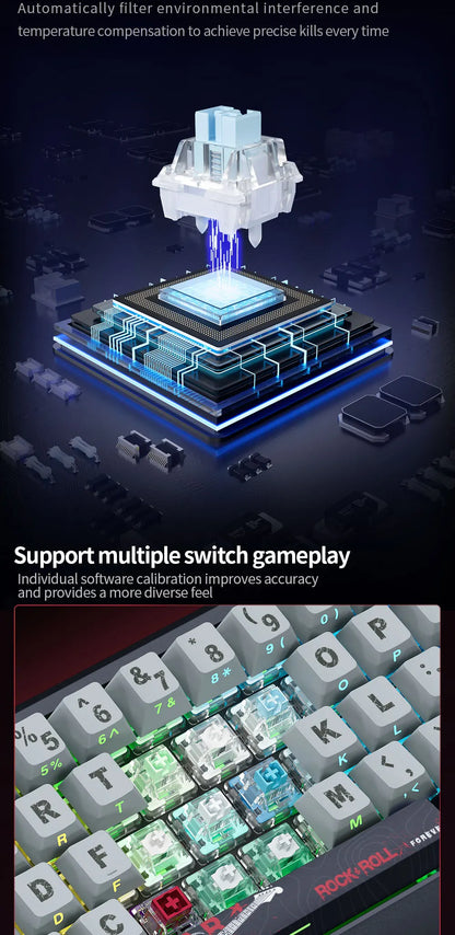 Teclado magnético SKYLOONG GK61/GK68 HE con carcasa de aluminio, 8000hz, RT0.01mm, activación rápida, teclas PBT, retroiluminación RGB y conexión por cable para gaming