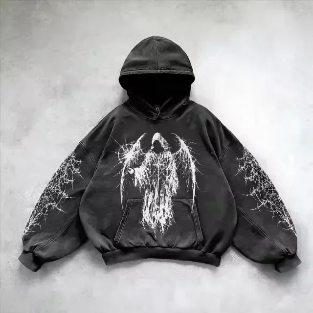 American Y2K New Hip Hop Trend Retro Hoodie Women Street Casual Loose Joker Vintage Sweatshirt Unisex Fleece Padded Warm Hoodie