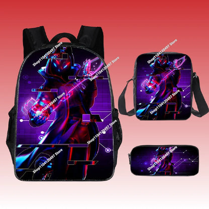 3pcs/set Fortnite Game Backpack Anime Cartoon Large Capacity Student Shcool Bags Pencil Bag Kawaii Lunch Bag Birthday Gifts