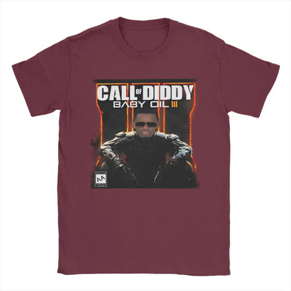 Men T-Shirt Call of Diddy Party Brainrot Sigma Humorous 100% Cotton Tees Short Sleeve  T Shirt O Neck Clothes Classic