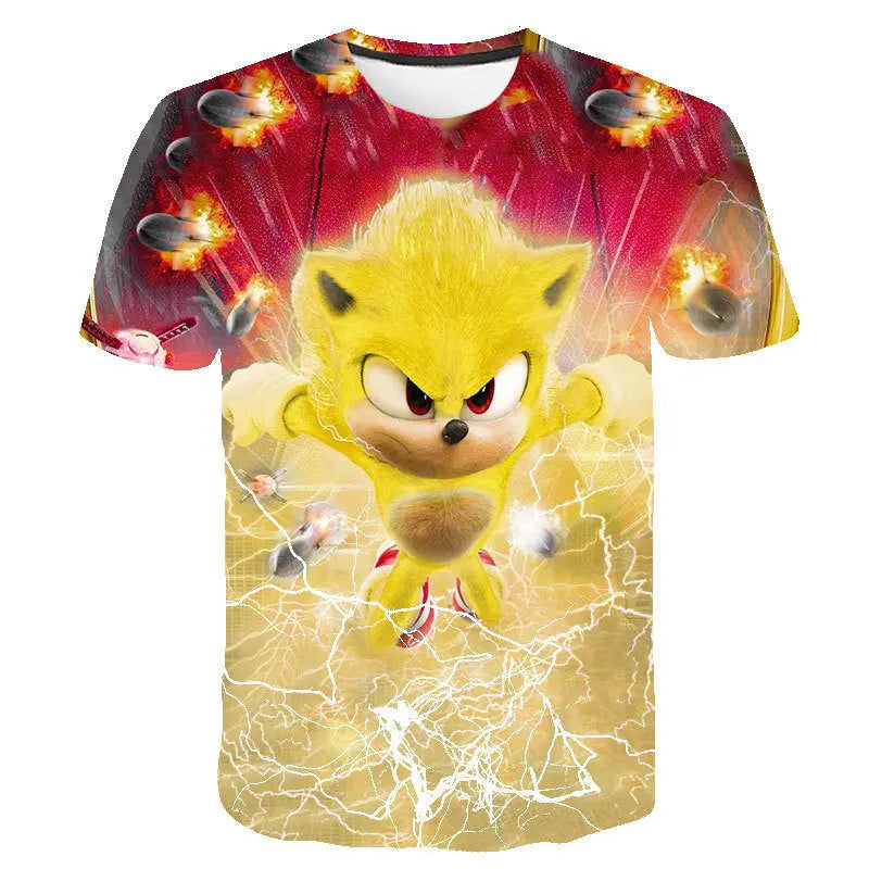 Men T Shirt Women Tee Boys Girls Top Adults Children Parent Child quick dry kid Tshirts Sonic The Hedgehog Anime Cartoon Print