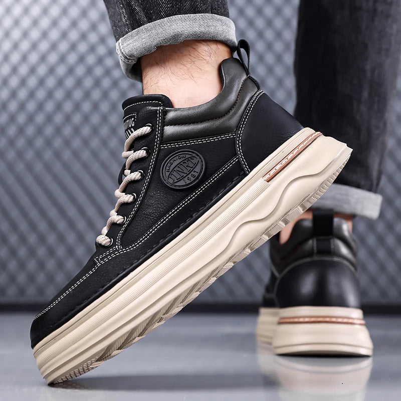High Quality Mens Casual Leather Thick Bottom Oxford Shoes Fashion Outdoor Flat Top Quality Oxford Shoes Handmade Walking Shoes