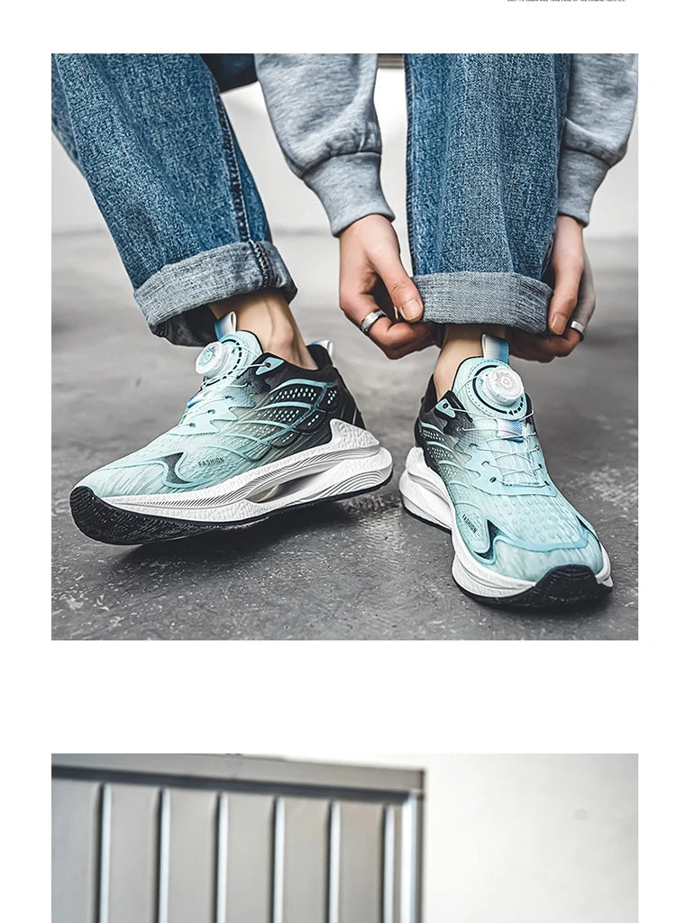Summer Breathable Casual Sports Shoes for Men, New Fashionable and Versatile Breathable Mesh Rotating Buckle Running Shoes Suitable for Outdoor Sports and Daily Wear