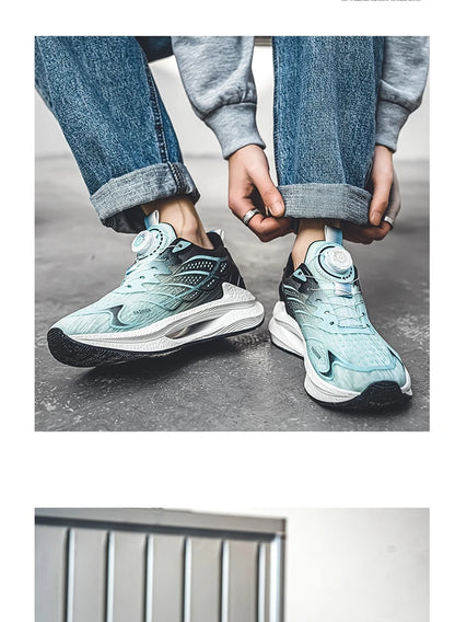 Summer Breathable Casual Sports Shoes for Men, New Fashionable and Versatile Breathable Mesh Rotating Buckle Running Shoes Suitable for Outdoor Sports and Daily Wear