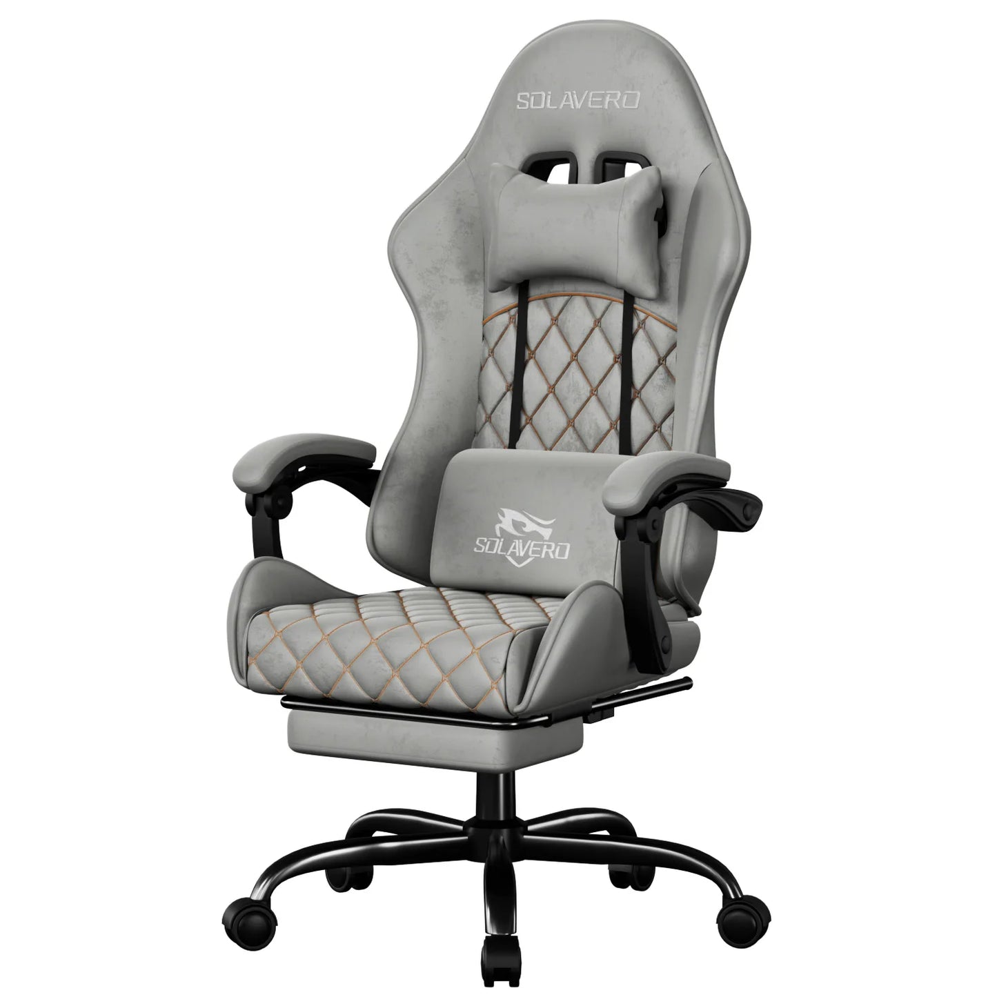 Ergonomic Massage Gaming Chair with Fabric Comfort, Adjustable Computer Office Chair, 360° Swivel Reclining Game Chair with Headrest & Lumbar Support
