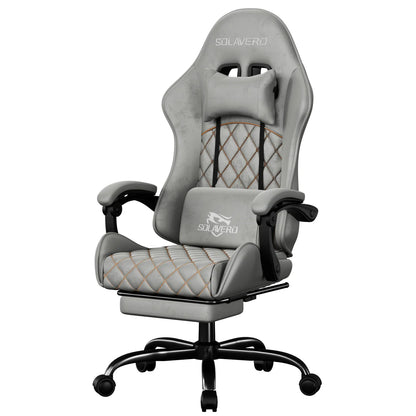 Ergonomic Massage Gaming Chair with Fabric Comfort, Adjustable Computer Office Chair, 360° Swivel Reclining Game Chair with Headrest & Lumbar Support