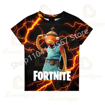 Children 100-160cm Hot Sale F-Fortnited Summer Boy T-shirt for Toddler Baby Funny Game T Shirts Fashion Girls Boys Birthday Gift