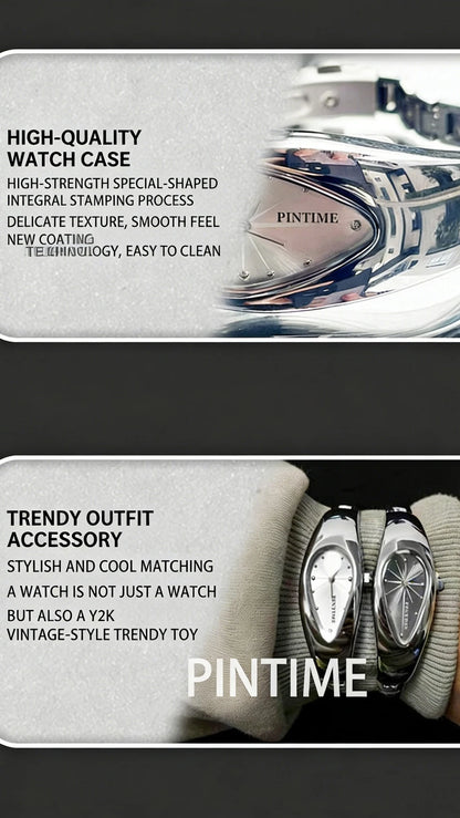 y2k watch shaped teardrop bracelet watch female couple light luxury senior sense of antique wind Gift Ladies' Quartz Wristwatch