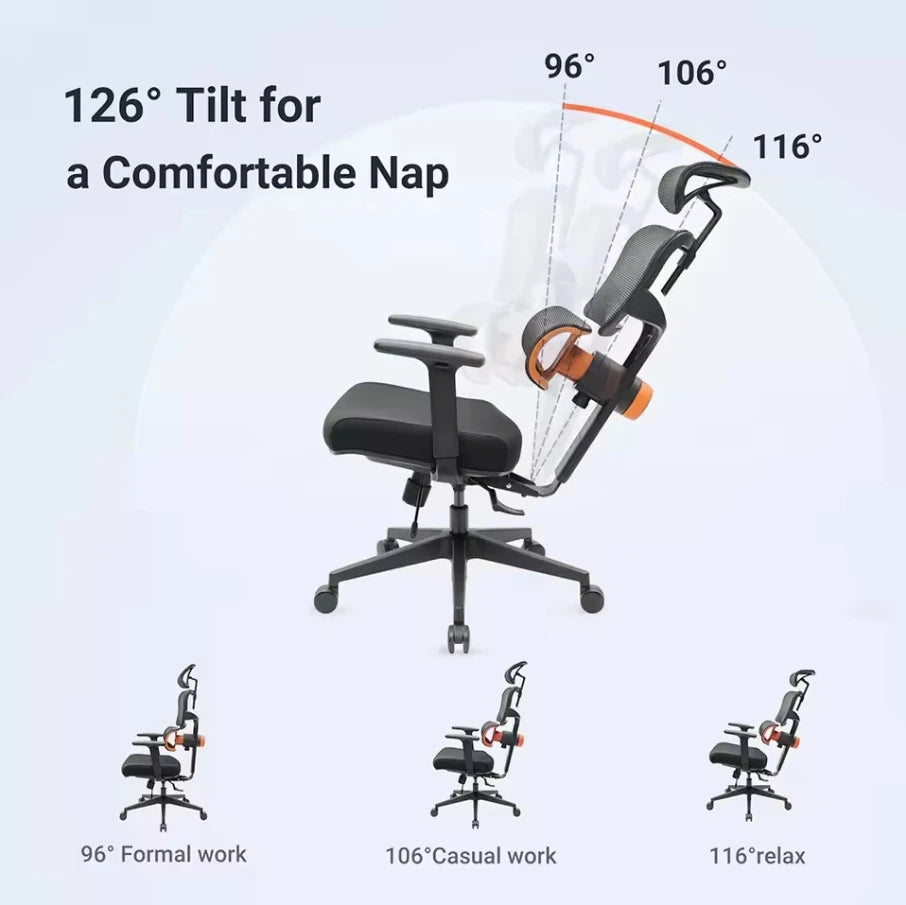 NEWTRAL NT001 Ergonomic Office Chair with Auto-Following Lumbar Support, Adjustable Mesh Office Chair, 3 Recline Angles, 3D Armrests & Adjustable Headrest