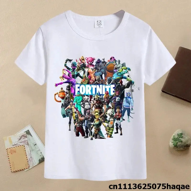 Summer Fortnites Children T-shirt Cartoon Game Figure Printed T-shirt Boys Casual Sports T-shirt Short Sleeves Kids Clothing