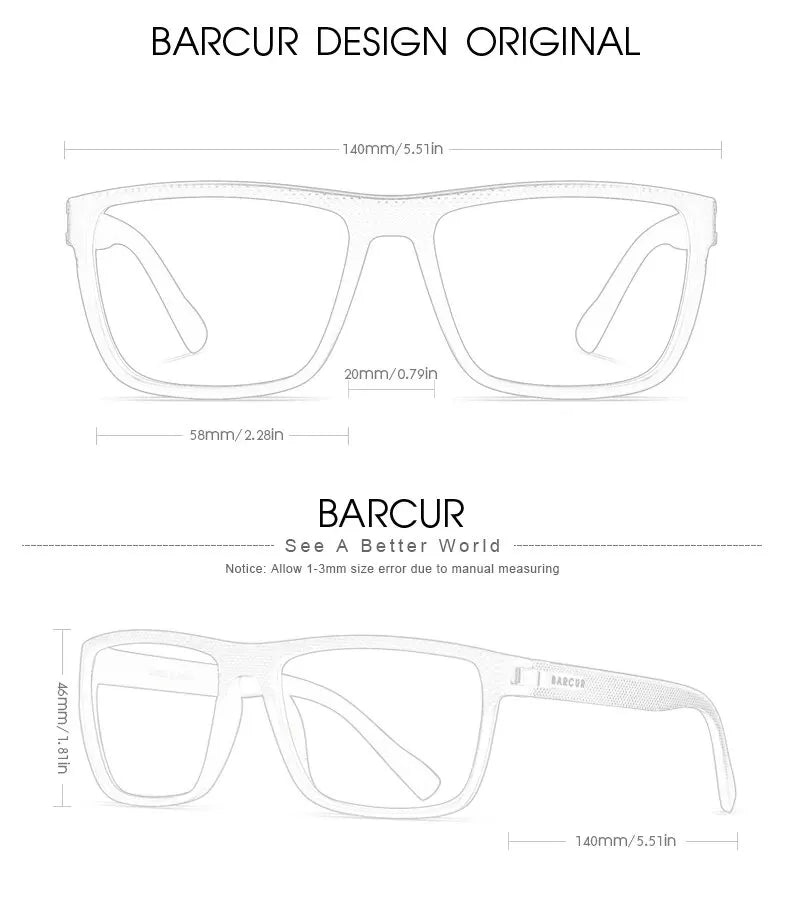 BARCUR Design TR90 Sluneční brýle pro muže Polarizované Lehké sportovní sluneční brýle Dámské brýle Doplněk k brýlím Oculos Ochrana proti UVAB záření