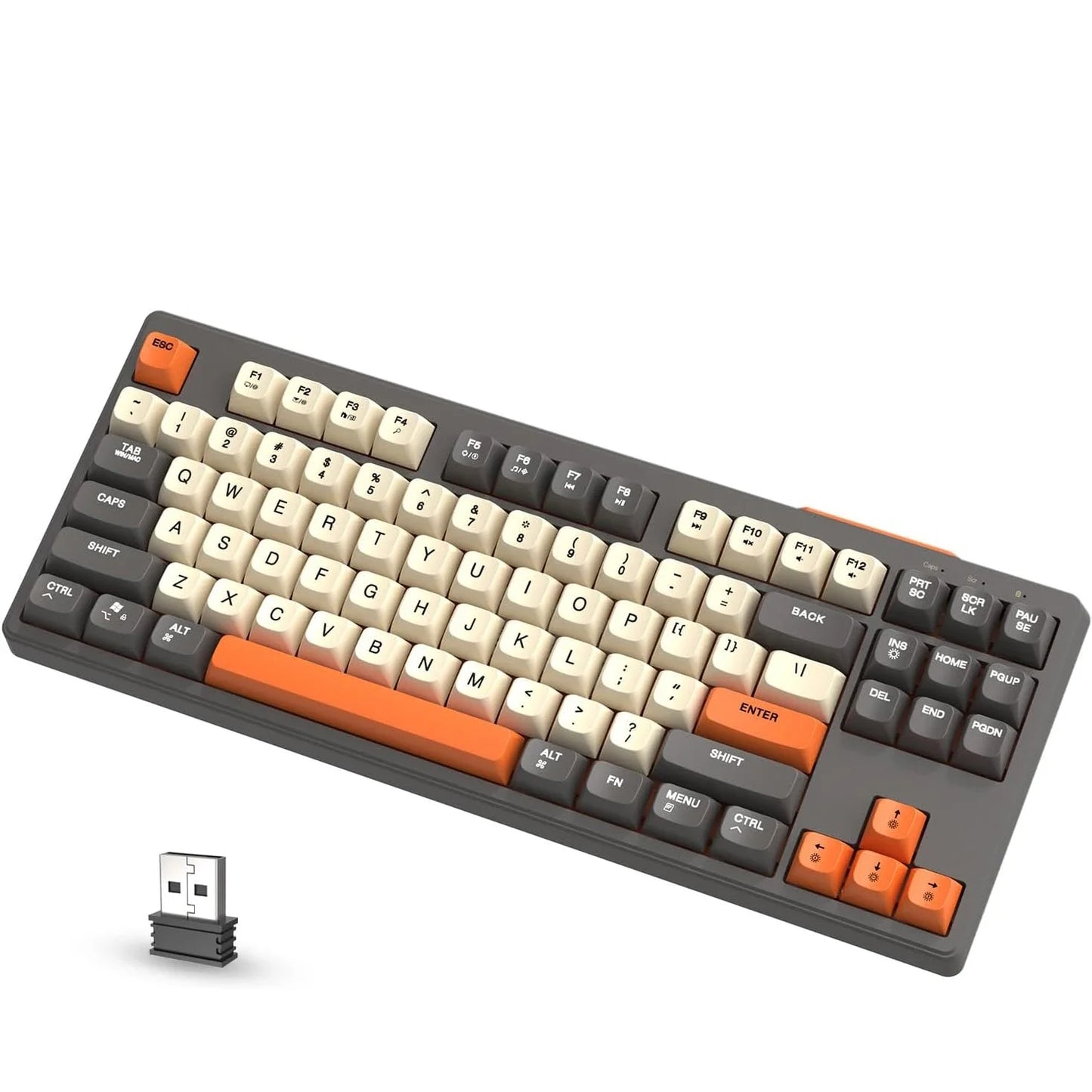 Tastiera gaming wireless Free Wolf M87 75% - Switch silenziosi, retroilluminazione Rainbow, BT/2.4G, copritasti PBT sfumati, design compatto