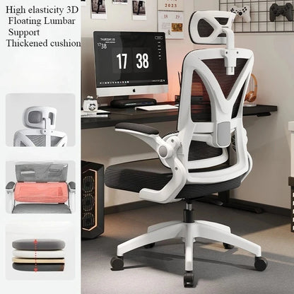 Ergonomic Gaming Chair with 3D Lumbar Support, Breathable Mesh Office Chair, Adjustable Swivel Racing Chair with Armrests for Home & Work