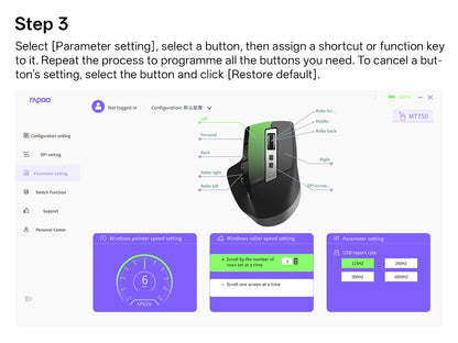 Rapoo New MT710L Multi-mode Rechargeable Wireless Bluetooth Mouse Ergonomic 4000 DPI Support Up to 4 Devices Office Mice