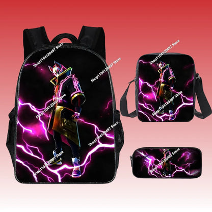 3pcs/set Fortnite Game Backpack Anime Cartoon Large Capacity Student Shcool Bags Pencil Bag Kawaii Lunch Bag Birthday Gifts