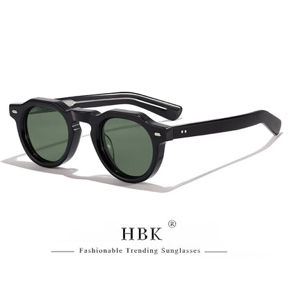 HBK Vintage – jednoduché kulaté pánské sluneční brýle s malým rámem, vysoce kvalitní acetátový rám, sluneční brýle pro ženy, na večírky, na cestování i do přírody