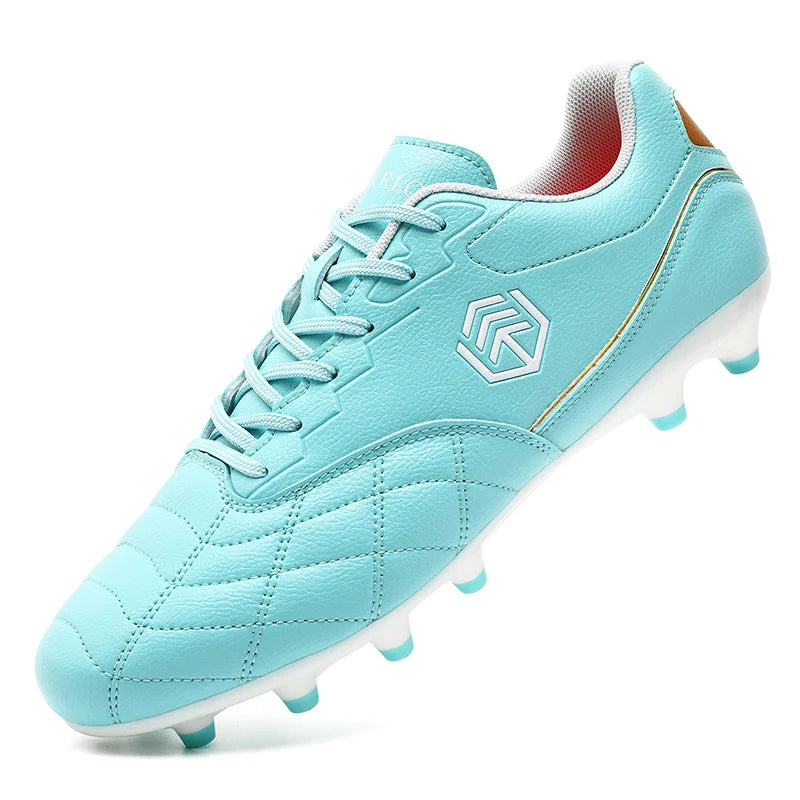 Chuteiras de futebol para homem com pitões longos, para exterior e treino, tamanhos grandes, preto e branco, para adolescentes