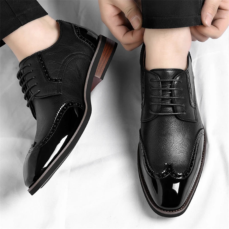 Scarpe Oxford da uomo in similpelle - Scarpe casual-formali - Scarpe da uomo per completo da lavoro - Scarpe Derby di nuova concezione - Scarpe da passeggio