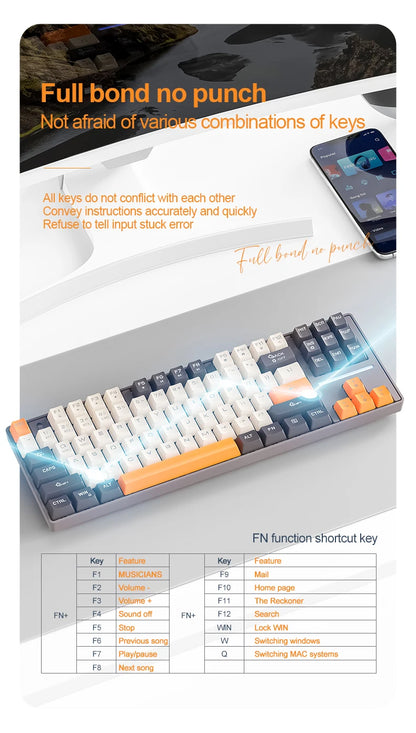 Tastiera meccanica wireless Bluetooth SMAILWOLF MK87 per gaming e-sport, hot-swap full key, tastiera personalizzata