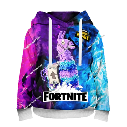 Children's Fortnite Anime Hoodie Men's Streetwear Hip-Hop Sportswear Casual Loose Fit Sweatshirt Outdoor Fashion