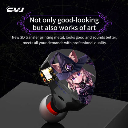 CVJ Night Elf In-Ear Wired Earphones – Dual-Channel 3.5mm HiFi Metal Earbuds with Silver-Plated Cable, High Sensitivity Bass Sound Earhook Headphones