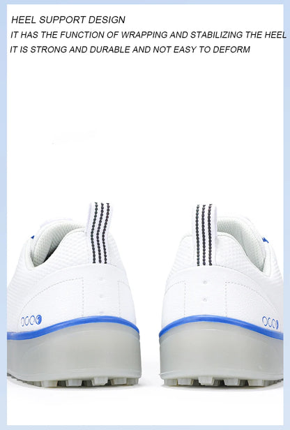Paar Golfschuhe für Herren, weiß, wasserdicht, mit drehbarer Schnalle, Fitness, ohne Spikes, rutschfest, Golf, Golfer, Training, Golf-Sneaker, Damen