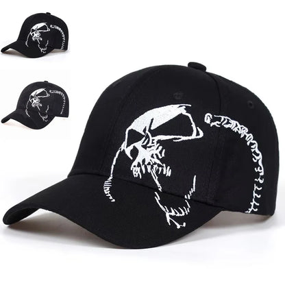 Casquette de baseball unisexe à motif brodé et design squelette, ajustable, pour le plein air, printemps et automne, chapeau décontracté de protection solaire
