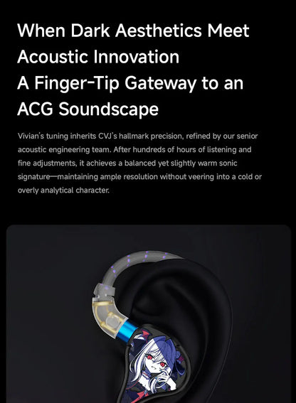 CVJ Vivian In Ear Earphones 10mm Dynamic Driver suitable for Music and Gaming 0.78mm Detachable Cable HiFi Sound Quality
