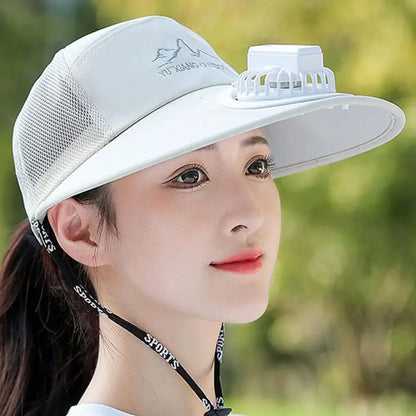 Casquette avec ventilateur Ventilateur de refroidissement USB d'été Casquette de baseball Protection solaire pour le golf en plein air Casquette à visière réglable sur 2 vitesses Casquette de randonnée avec ventilateur