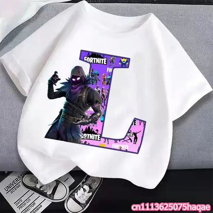 New Fortnites Kids T-shirts Cartoon Letter Graphic T-shirts Boys Girls Summer Casual Sports Short Sleeves Tops Children Clothing