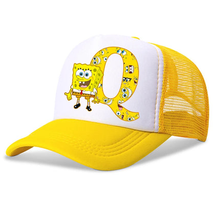 New Spongebob Children Baseball Caps Kawaii Cartoon Letter Printed Hat Kids Casual Sun Hat Adjustable Peaked Cap Birthday Gifts