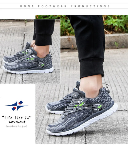 BONA 2023 New Designers Soft Running Shoes Lightweight Breathable Sneakers Man Jogging Walking Athletic Training Shoe Mansculino