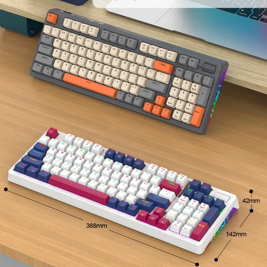 Wireless Mechanical Keyboard 96 Keys 100% Layout Spanish Russian Korean Arabic Mechanical Keyboard Bluetooth RGB K95 2000mAh