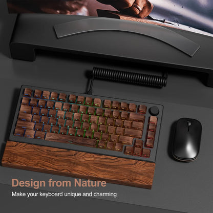 Grano de madera, tecla translúcida de cerezo con grabado lateral en PBT, 126 teclas, personalizada para teclado mecánico 60/84/98/108
