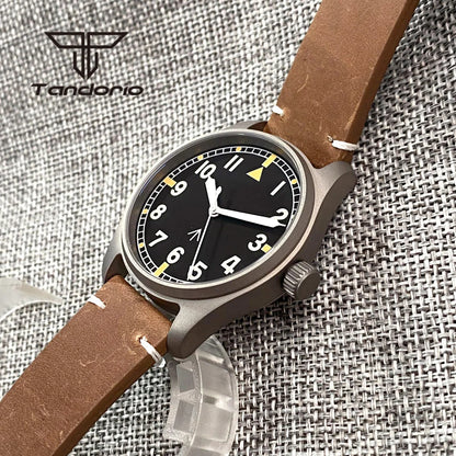 Tandorio Titanium NH35A 39mm Automatic Pilot Dive Watch for Men 20BAR Sapphire Ultralight Waterproof Wristwatch Green Luminous